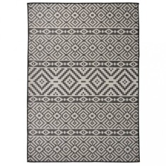 vidaXL Covor de exterior, dungi negre, 140x200 cm, țesătură plată 340852