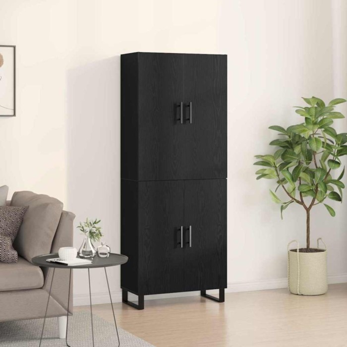 Bufet 2 pcs Stejar negru 69.5 x 34 x 180 cm Lemn compozit