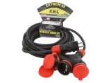 Prelungitor alimentare negru 10m 3 prize 16A, KEL