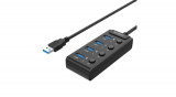 Orico USB 3.0 HUB cu switch-uri, 5x USB (negru)