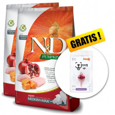 Farmina N&amp;amp;amp;D dog PUMPKIN (GF) puppy medium &amp;amp;amp; maxi, chicken &amp;amp;amp; pomegranate 2x12 kg + Arpalit NEO GRATUIT foto