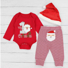 Costumas din 3 piese pentru fetite - My 1st Christmas (Marime Disponibila: 0-3