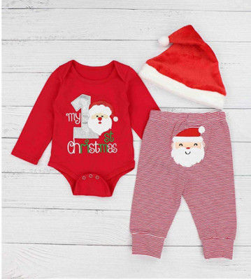 Costumas din 3 piese pentru fetite - My 1st Christmas (Marime Disponibila: 9-12 foto