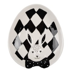 Platou Paste portelan alb negru 21x18x4 cm