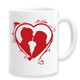 Cana alba personalizata Model cuplu inima rosie, INOVATIX&reg;. 330ml