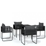 Set de servit masa pentru gradina, 5 piese, negru