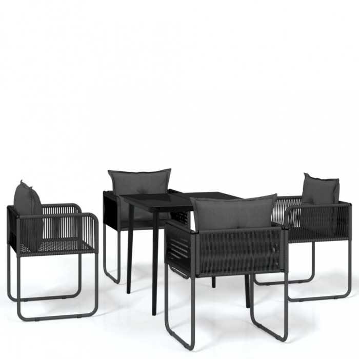 Set de servit masa pentru gradina, 5 piese, negru