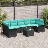 vidaXL Set de canapele pentru grădină 8 pcs Negru Rattan poli 3345286