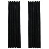 Draperii opace cu carlige, 2 buc., negru, 140x245 cm, catifea