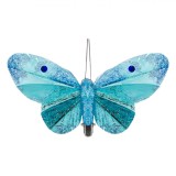 Decorațiune Perdea, Model Fluture, Clips, Culoare Aqua cu Glitter, Dimensiuni 10x6 cm, Oem