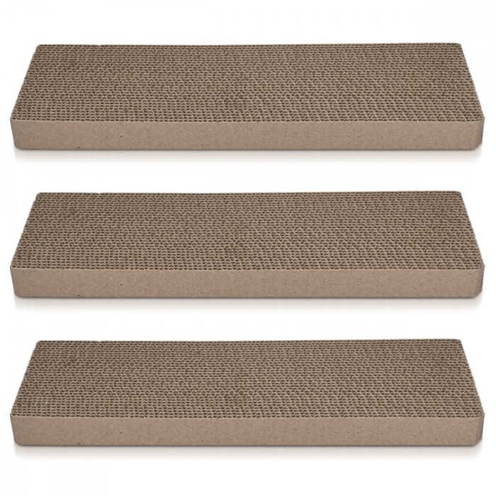 Set 3x tabla pentru zgarieturi pisica de 3 41x13x3cm, Maro, 49837.03