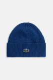 Lacoste căciulă de l&acirc;nă culoarea verde, de lana, din tesătură netedă, RB0001