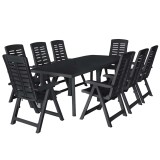 Cumpara ieftin Set mobilier de exterior, 9 piese, antracit, plastic