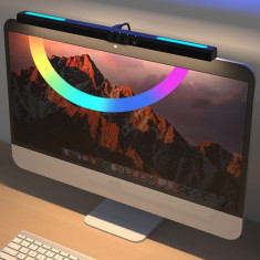 Lampa LED pentru monitor, RGB Gaming Backlight, VisionHub®, Reglabila cu 7 culori, Reglare temperatura lumina 2900k-6200k, USB, touch control, Intesit