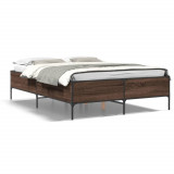 VidaXL Cadru de pat, stejar maro, 120x200 cm, lemn prelucrat și metal