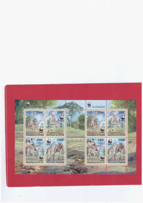 WWF-2013=(GROTH512) NIGER-kleinbogen , 2 serii tematica GIRAFE-WEST AFRIKAN MNH foto