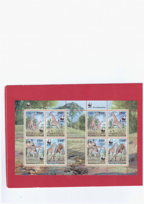 WWF-2013=(GROTH512) NIGER-kleinbogen , 2 serii tematica GIRAFE-WEST AFRIKAN MNH