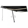 VidaXL Copertină automată cu senzor v&acirc;nt &amp; LED, antracit, 450x300 cm