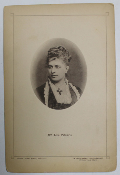 Mad. LEON PATZOURIS , FOTOGRAFIE DIN ALBUMUL NATIONAL , SERIE DE BUCAREST , EDITEUR LYONEL BONDY , FOTOGRAF W. CRONENBERG , CCA . 1900