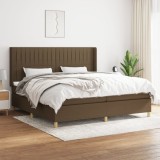 Cumpara ieftin Gossi pat box spring cu saltea, maro inchis, 200x200 cm, textil