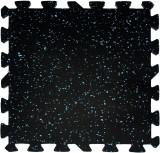 Set de 6 covorase interconectate Nisorpa, cauciuc, negru/albastru, 48,5 x 48,5 cm