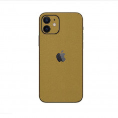 Set Doua Folii Skin Acoperire 360 Compatibile cu Apple iPhone 12 Wrap Skin Gold Metalic Matt