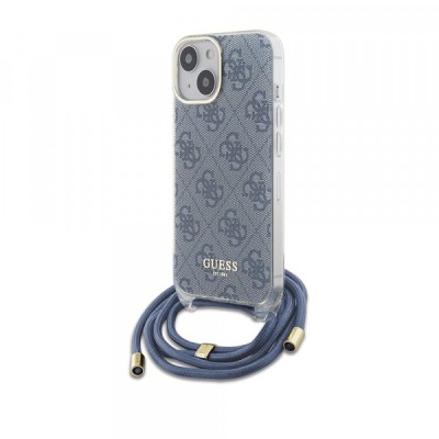 Husa pentru Apple iPhone 15, Guess, Crossbody Cord 4G Print, Albastra foto
