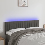 VidaXL Tăblie de pat cu LED, gri &icirc;nchis, 144x5x78/88 cm, catifea