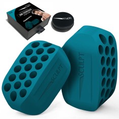 Set 2 dispozitive pentru intarirea muschilor faciali, Linovit&reg;, Jawline exerciser, Tonifiere faciala, Silicon alimentar, Nivel avansat 28kgf, Turcoaz
