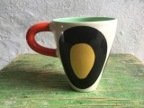 arat / design - Cana vintage din ceramica realizata manual model deosebit semnata anii 60-70 !