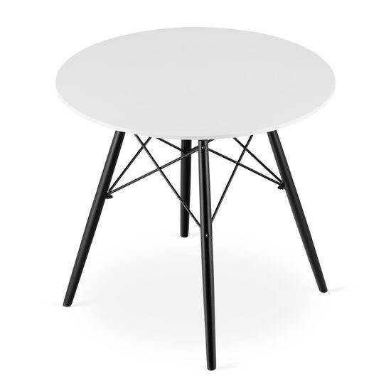 Masa stil scandinav, Artool, Todi, rotund, MDF si lemn, alb si negru, 80x72 cm GartenVIP DiyLine