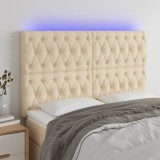 Cumpara ieftin Tăblie de pat cu LED, crem, 144x7x118/128 cm, textil