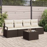 VidaXL Set de canapele pentru grădină 5 pcs Maro, Crem 55 x 55 x 37 cm