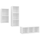 Cumpara ieftin Set de dulapuri TV, 3 piese, alb, lemn prelucrat