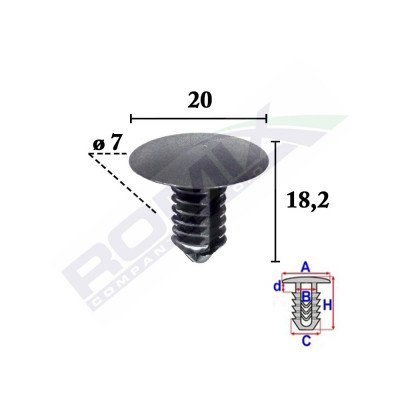 Clips Tapiterie Pentru Grup Vag 7X18.2Mm Negru - Set 10 Buc 137293 C70509-RMX foto