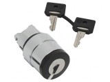 Comutator Rotativ cu Cheie Negru 22mm 2 Pozitii