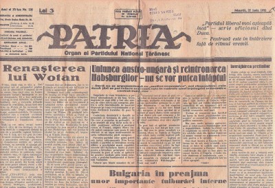 Z872N Patria, 136/1938, organ al Partidului Național Țărănesc, Cluj foto