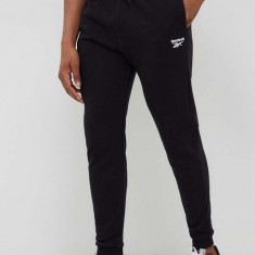 Reebok pantaloni de trening culoarea negru, neted