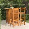 Set mobilier bar gradina vidaXL, 3 piese, lemn masiv acacia, masa 110x50x105cm, scaune 42x36x110cm