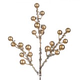 Creangă Decorativă Crăciun, Aurie, 34cm, Paiete Argintii, Pomușoare Aurii, Oem