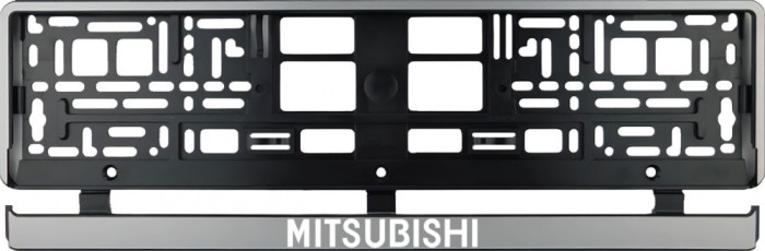 Set 2 bucati, suport numar inmatriculare argintiu Mitsubishi