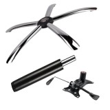 Cumpara ieftin Set placuta balans metalica 25 x 15 cm, baza 60 cm si cilindru piston, gaz, pentru scaune birou, negru, 35 cm