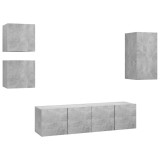 Cumpara ieftin Set de dulapuri TV, 5 piese, gri beton, lemn prelucrat