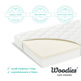 Saltea pentru copii, fata dubla, Spuma PUR si Latex, proprietati antifungice, Husa delicata 3 staturi, echipata cu margine anti-alunecare, 160X80X11 C, Woodies Safe Dreams