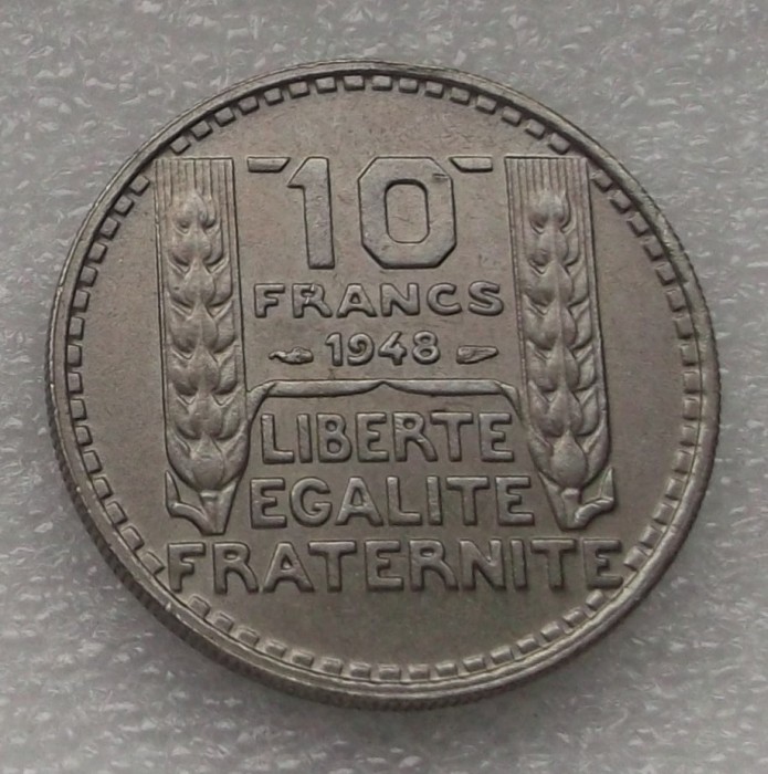 G5. FRANTA 10 FRANCS FRANCI 1948 aUNC **