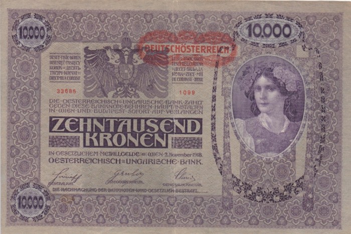 AUSTRIA 10.000 kronen 1918 VF+++!!!