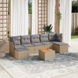 Gossi set canapele de gradina, 8 piese, cu perne, bej, poliratan