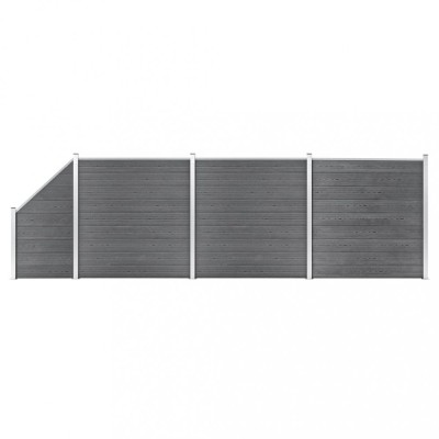 vidaXL Set panouri gard, 3 pătrate + 1 oblic, gri, 619x186 cm, WPC foto