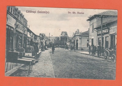 AMS @ - ILUSTRATA CALARASI (IALOMITA) STR. SFT. NICOLAE 1927 CIRCULATA spre ARAD, animata foto