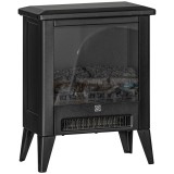 HOMCOM Șemineu Electric cu Efect Flacără 3D pe 3 Intensități, Oprire Automată, &Icirc;ncălzire Reglabilă, 36x21x47 cm, Negru | Aosom Romania